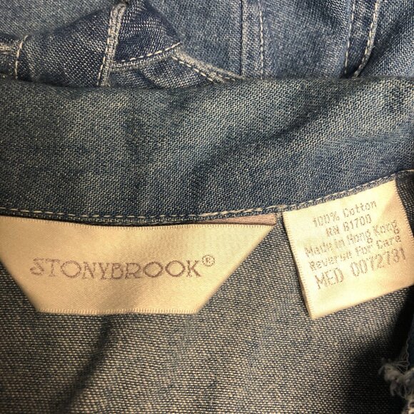 Vintage Stonybrook Denim Vest Womens Size Medium Floral Embroidery Button Front - Picture 5 of 7